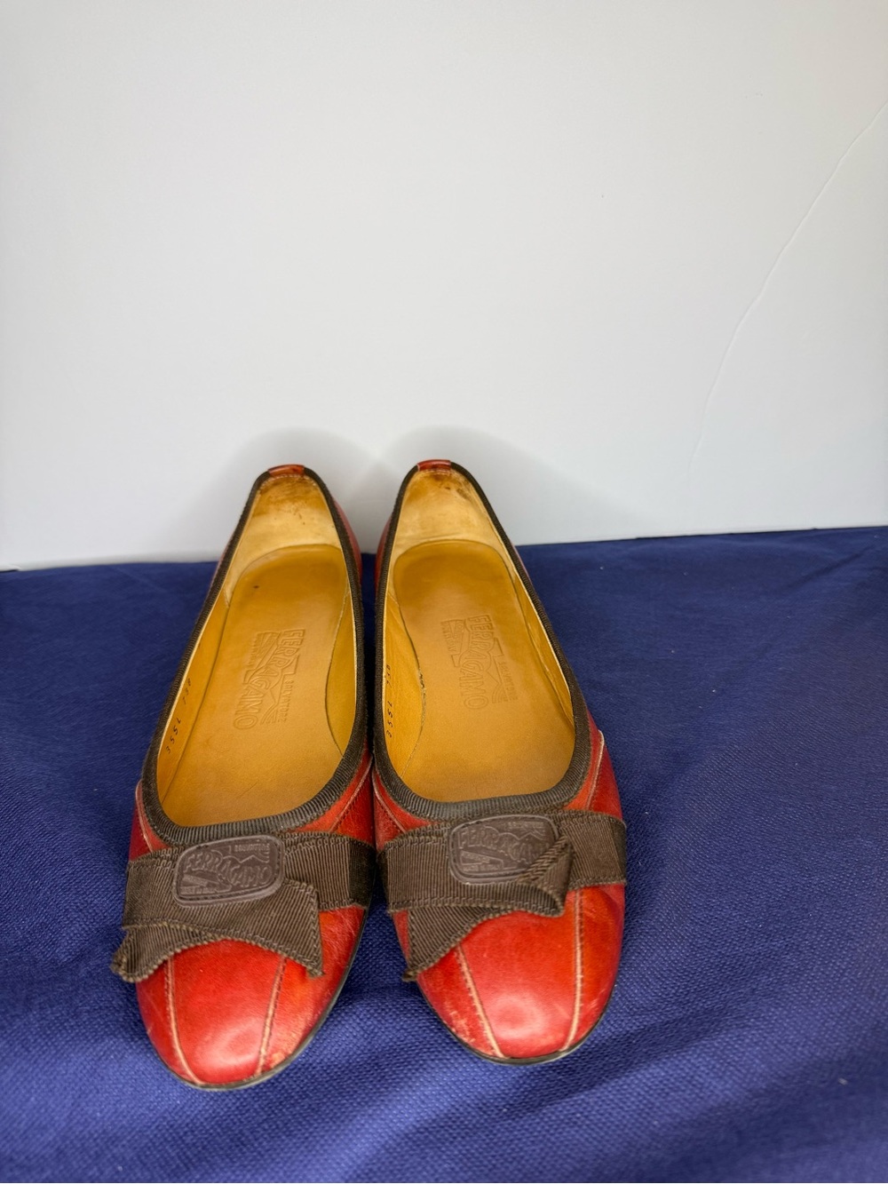 Vintage Salvatore Ferragamo Red Ballet Flats Size 5.5 C